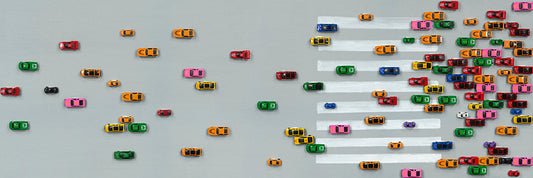 Leinwandbild ~ Bunte Autos ~  hochwertig gedruckt und handveredelt 60x180cm