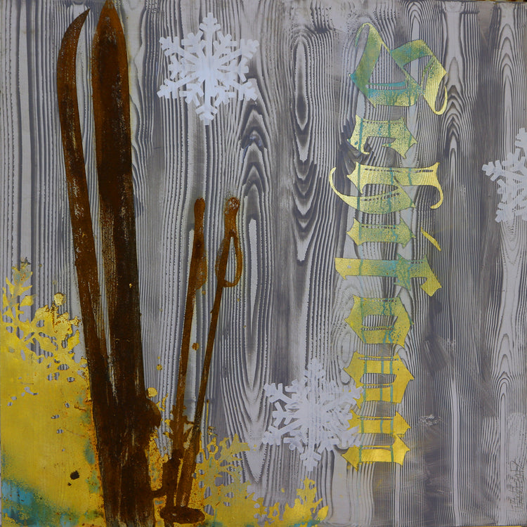Leinwandbild ~ Skifahrer ~  by Uwe Reuter ~  hochwertig gedruckt und handveredelt 50x50cm