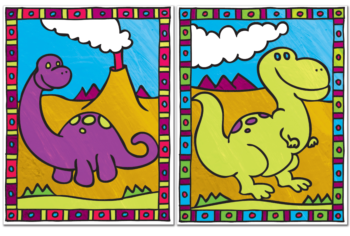 2er-Set Dinosaurs and Volcano